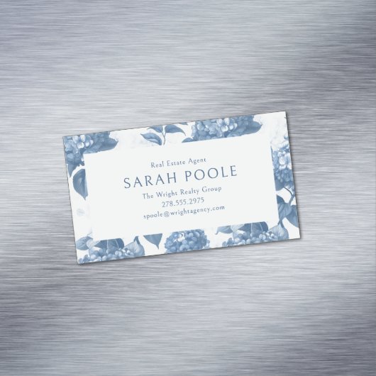 ほこりっぽい青あじさいエレガントの実在エステートエージェント マグネット名刺 (インサイチュ)