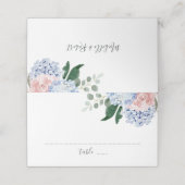 ほこりっぽい青あじさいピンクのバラ座席表 プレイスカード (外部開封)