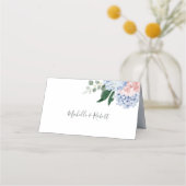 ほこりっぽい青あじさいピンクのバラ座席表 プレイスカード (裏面)