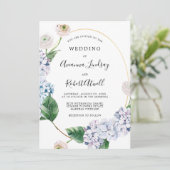 ほこりっぽい青あじさいホワイトローズ結婚ズ 招待状 (スタンド正面)