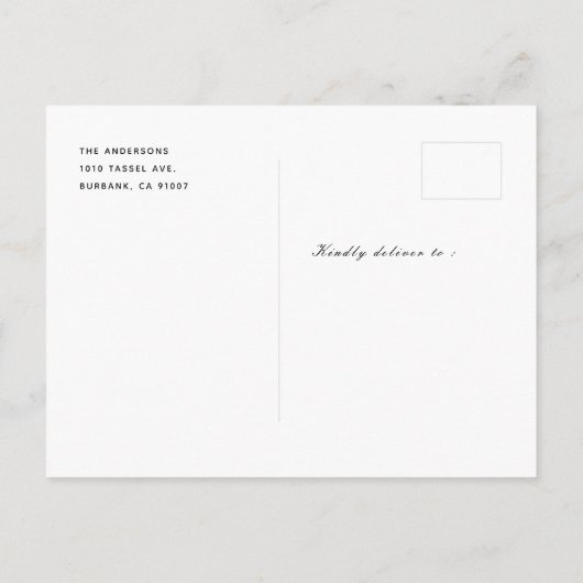 ほこりっぽい青あじさい写真卒業発表 案内ポストカード (裏面)