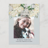 ほこりっぽい青あじさい写真卒業発表 案内ポストカード (正面)