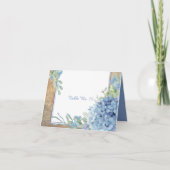 ほこりっぽい青あじさい結婚のテーブル番号 サンキューカード (正面)