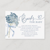 ほこりっぽい青あじさい赤ちゃんシャワー本ベビー エンクロージャーカード (正面)