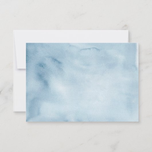 ほこりっぽい青あじさい赤ちゃんシャワー サンキューカード (裏面)