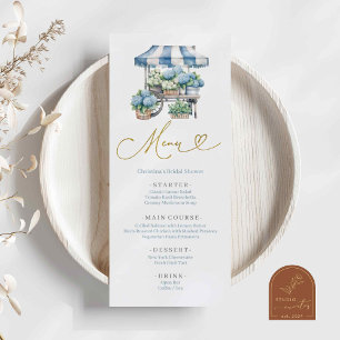 ほこりっぽい青あじさい赤ちゃんシャワー メニュー