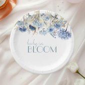 ほこりっぽい青あじさい野の花ベイビーシャワー ペーパープレート