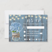 ほこりっぽい青あじさいJAR文字列ライトRSVP 出欠カード (正面)
