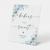 ほこりっぽい青いアイボリー赤ちゃんシャワーベビーは甘いサイン 台座サイン (正面)