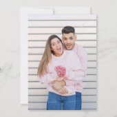 ほこりっぽい青いアジサイのパステルピンクのバラ写真 セーブザデート (裏面)