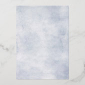 ほこりっぽい青いアジサイのパステル結婚ピンクのバラの 箔招待状 (裏面)