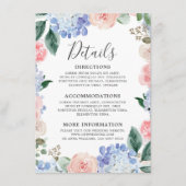 ほこりっぽい青いアジサイのパステル結婚ピンクのバラ エンクロージャーカード (正面)