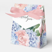 ほこりっぽい青いアジサイのパステル結婚ピンクのバラ フェイバーボックス (正面サイド)