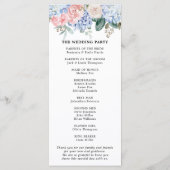 ほこりっぽい青いアジサイのパステル結婚ピンクのバラ プログラム (裏面)