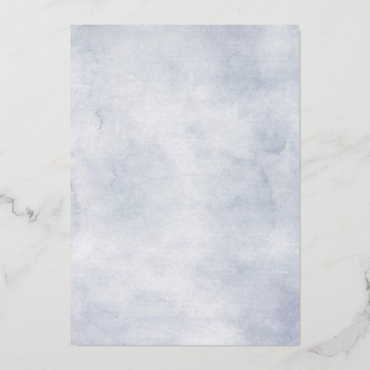 ほこりっぽい青いアジサイのパステル結婚ピンクのバラ 箔招待状 (裏面)