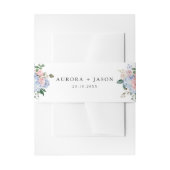 ほこりっぽい青いアジサイフローラファーストネーム結婚ズ 招待状ベリーバンド (正面例)