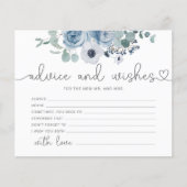 ほこりっぽい青いアドバイスとウィッシュブライダルシャワーカード (正面)