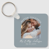 ほこりっぽい青いアーチ結婚写真のギフトホームデコール キーホルダー (正面)