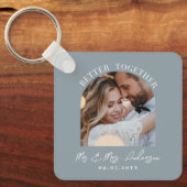 ほこりっぽい青いアーチ結婚写真のギフトホームデコール キーホルダー (正面)