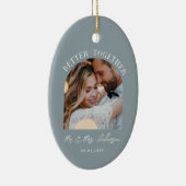 ほこりっぽい青いアーチ結婚写真のギフトホームデコール セラミックオーナメント (右)