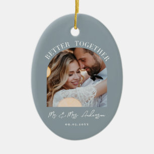 ほこりっぽい青いアーチ結婚写真のギフトホームデコール セラミックオーナメント