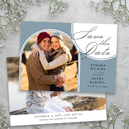 ほこりっぽい青いアーチ結婚写真の書道 セーブザデート