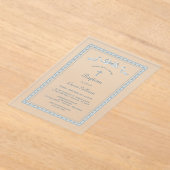 ほこりっぽい青いギリシャのフレームバプテスマ アクリル招待状 (レイダウン)