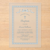 ほこりっぽい青いギリシャのフレームバプテスマ アクリル招待状 (正面)