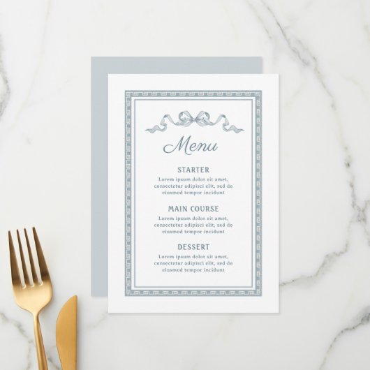 ほこりっぽい青いギリシャ語フレームメニュー メニュー (正面/裏面インサイチュ)