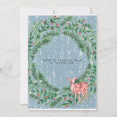ほこりっぽい青いクリスマスウッドディアブランチと泡立ち 招待状 (裏面)