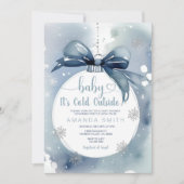 ほこりっぽい青いクリスマスベビーシャワーの外は寒い 招待状 (正面)