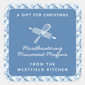 ほこりっぽい青いクリスマスホリデーフードのギフト スクエアシール (正面)