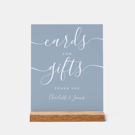 ほこりっぽい青いシグネチャースクリプトカードとギフト アクリルサイン (正面)