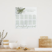 ほこりっぽい青いシックな水の色の緑のユーカリ ポスター (キッチン)