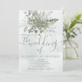 ほこりっぽい青いシックな水の色の緑のユーカリ 招待状 (スタンド正面)