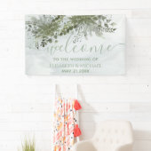 ほこりっぽい青いシックな水の色の緑のユーカリ 横断幕 (インサイチュ)