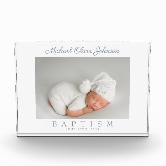 ほこりっぽい青いスクリプト写真バプテスマ写真ブロック フォトブロック (正面)