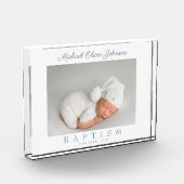 ほこりっぽい青いスクリプト写真バプテスマ写真ブロック フォトブロック (左)