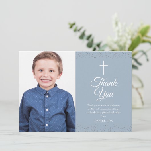 ほこりっぽい青いスターダストの最初の聖餐式の写真 サンキューカード (スタンド正面)