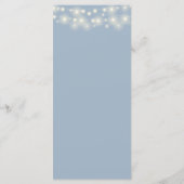 ほこりっぽい青いストリングライトのシグネチャー結婚のメニュー メニュー (裏面)