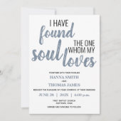 ほこりっぽい青いタイポグラフィを見結婚つけた 招待状 (正面)