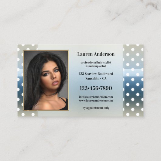 ほこりっぽい青いドットあなたの写真ショーケース美容師 名刺 (裏面)