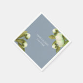 ほこりっぽい青いナプキンの白い牡丹 スタンダードカクテルナプキン (角)