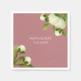 ほこりっぽい青いナプキンの白い牡丹 スタンダードカクテルナプキン