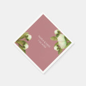 ほこりっぽい青いナプキンの白い牡丹 スタンダードカクテルナプキン (角)