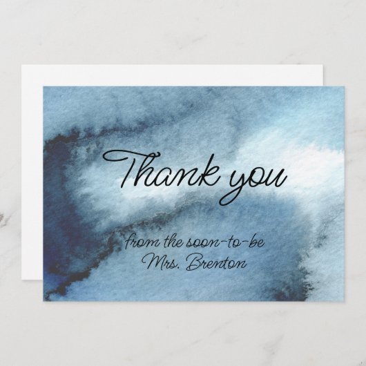 ほこりっぽい青いネイビーの水色 サンキューカード (正面/裏面)