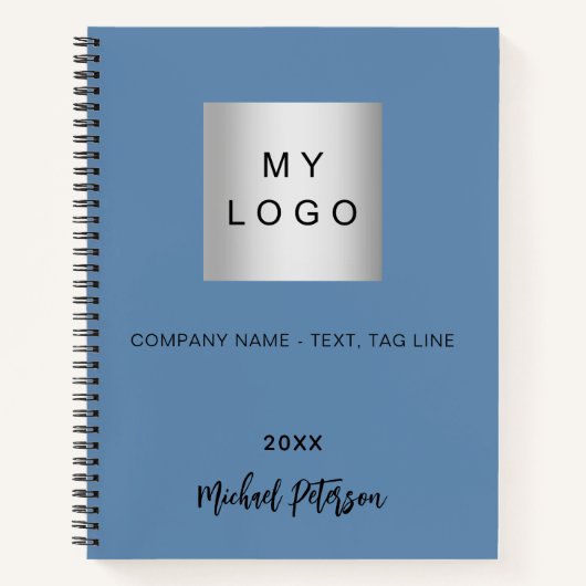 ほこりっぽい青いネームスクリプトのビジネスロゴ ノートブック (正面)