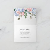ほこりっぽい青いハイドランジアとバラの結婚記念日 サンキューカード (内部)