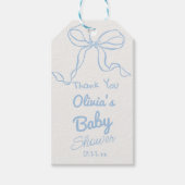 ほこりっぽい青いハンドボー書ド男の赤ちゃんシャワー ギフトタグ (正面)