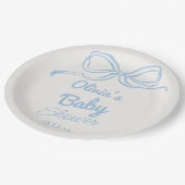 ほこりっぽい青いハンドボー書ド男の赤ちゃんシャワー ペーパープレート (アングル)